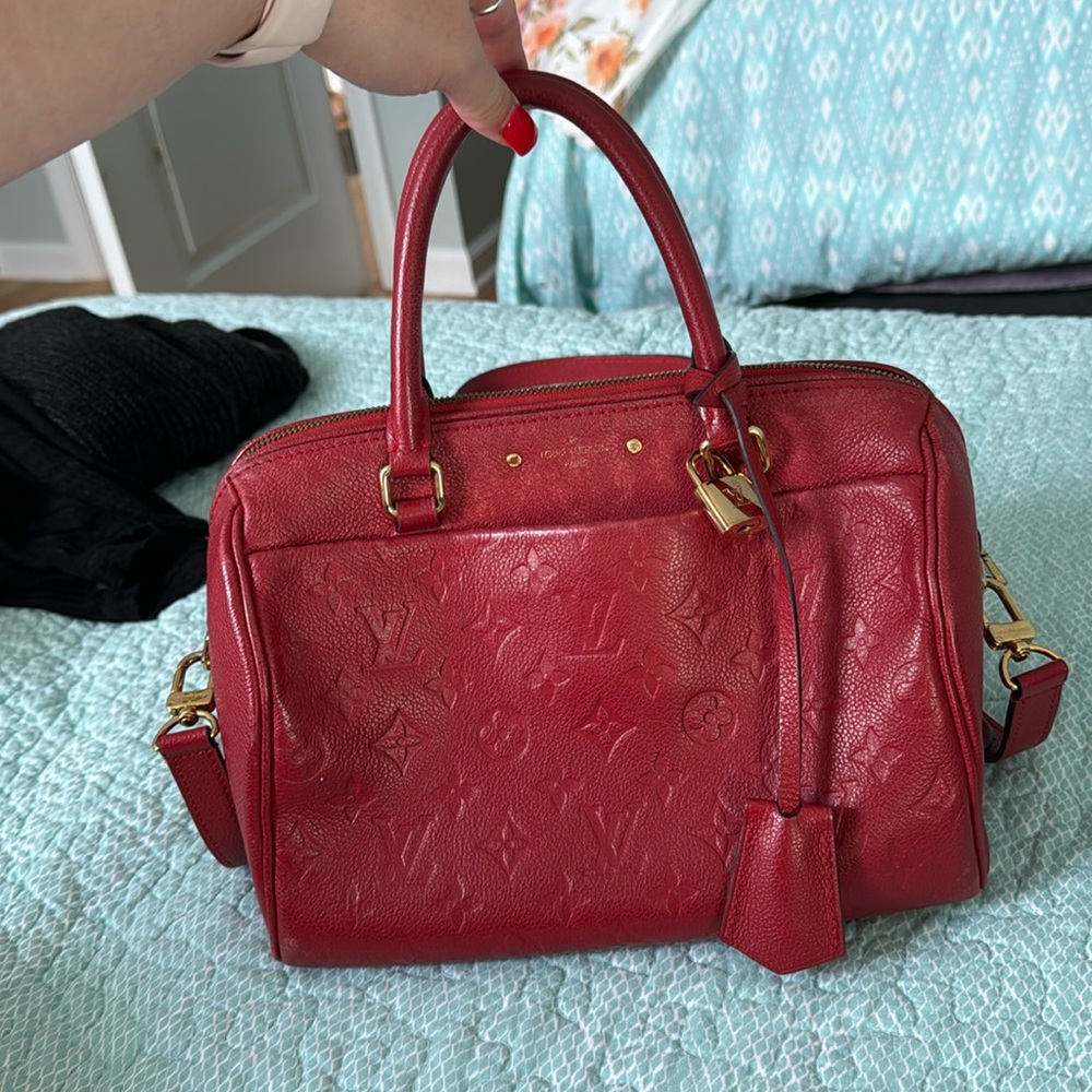 Louis Vuitton Red Empreinte Speedy Bandouliere 25